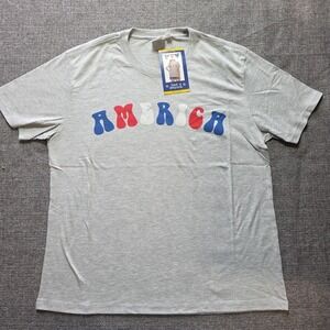 Spirit Of America Women's USA Patriotic Americana Graphic T-Shirt Gray M NWT